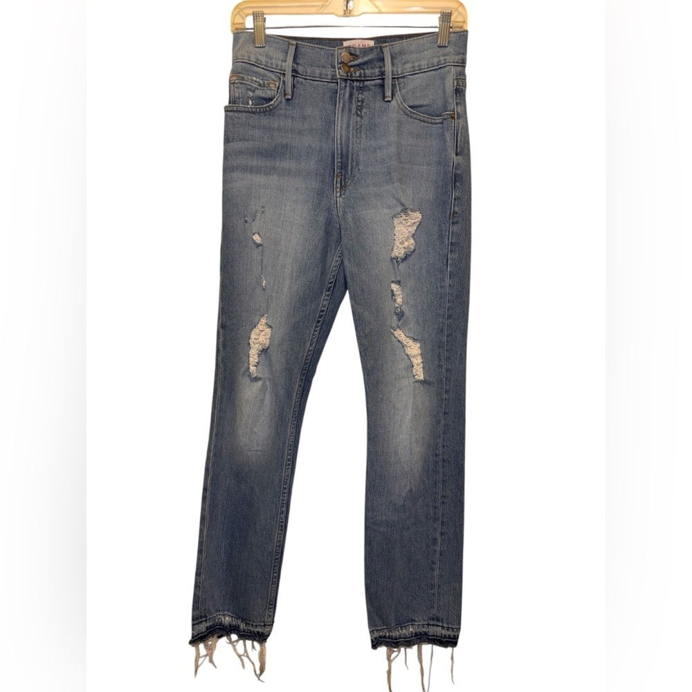 Frame denim womens jeans 26 Blue Distressed Heritage Le Sylvie Slender Straight